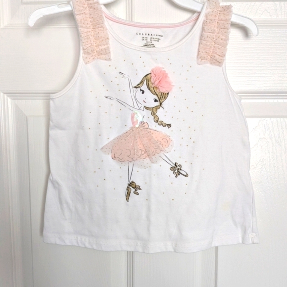 Lulurain Girls (Size 7/8) Ballerina Sleeveless Top With Tule Accents